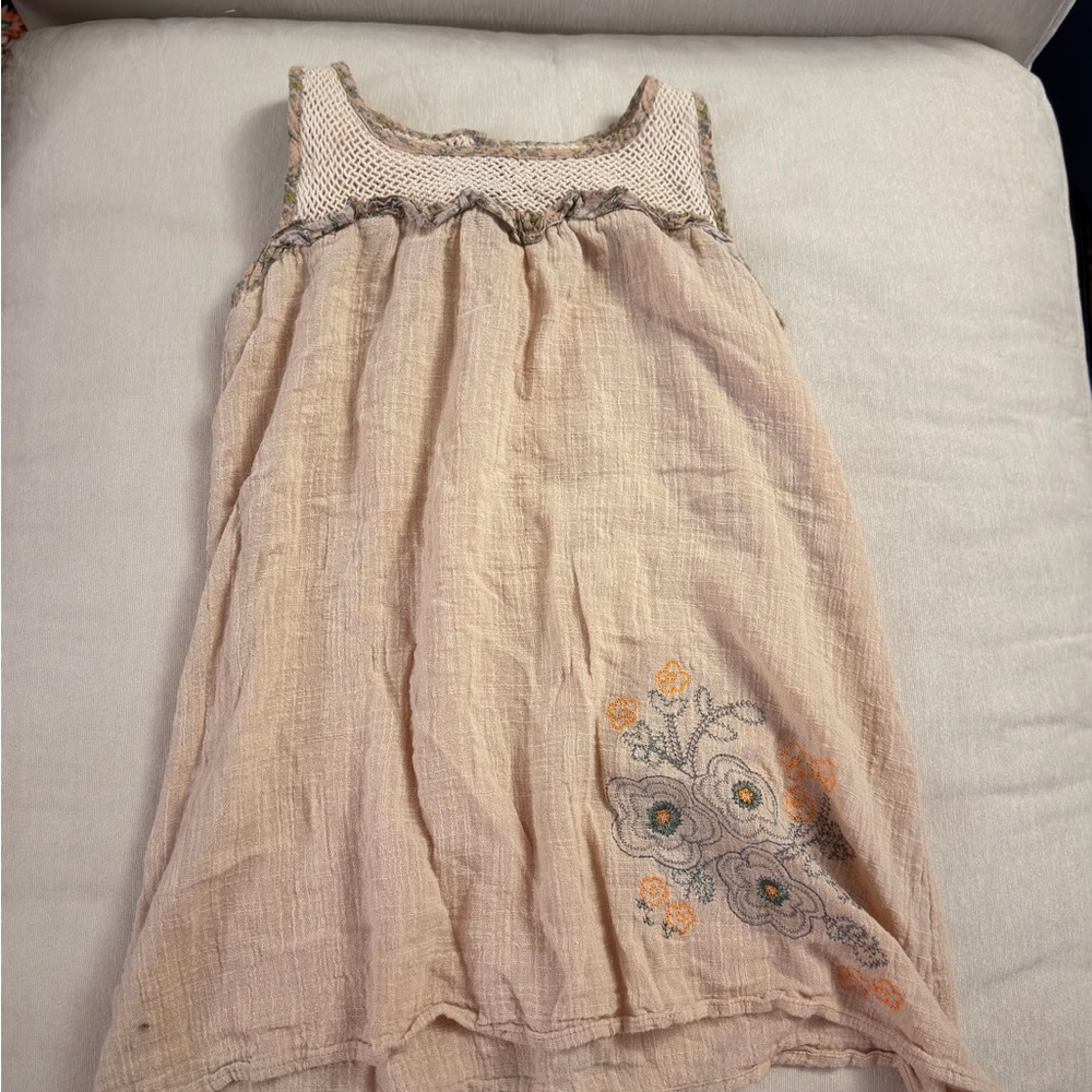 Mine Beige top with Floral Embroidery